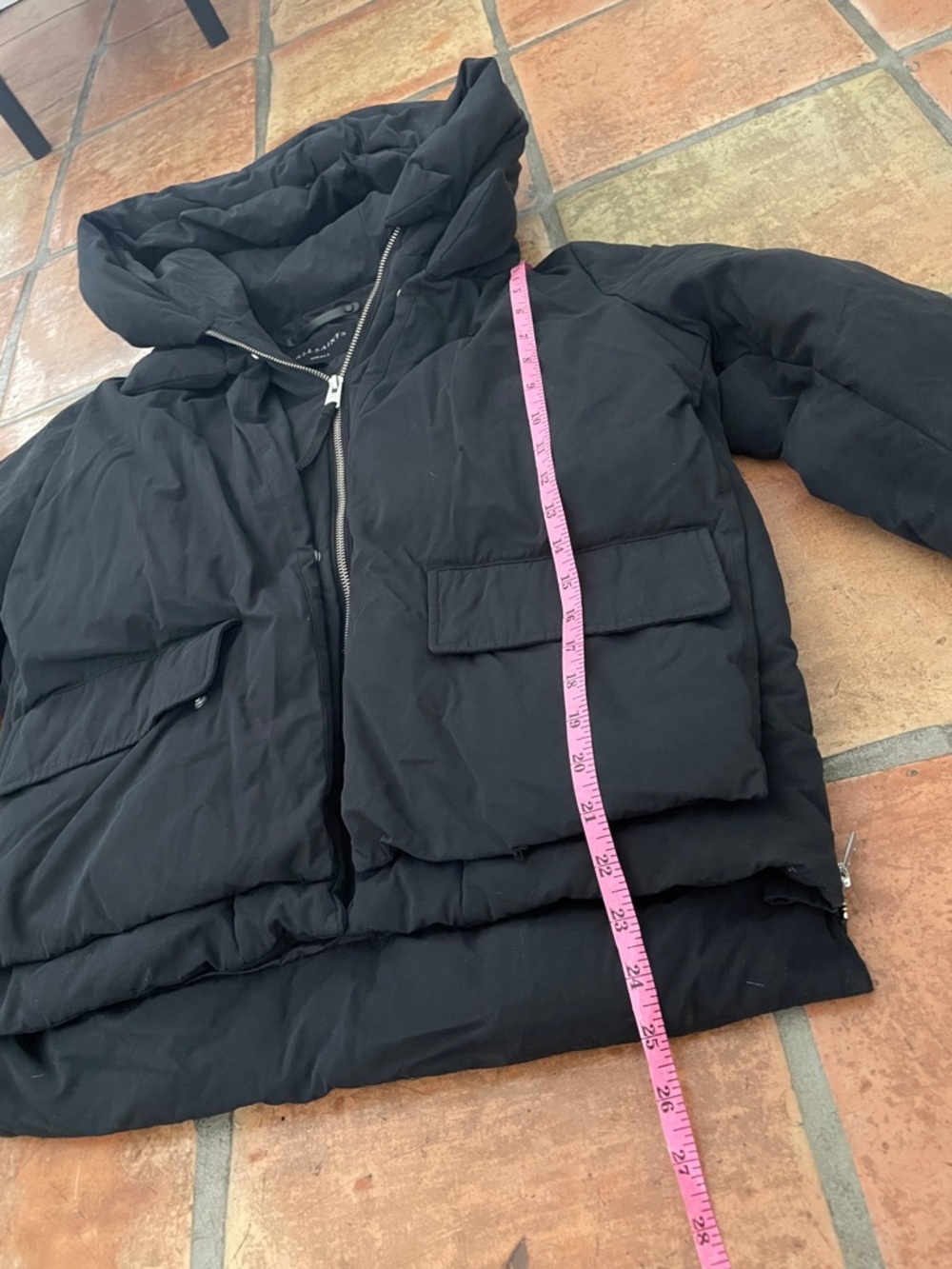 Price Drop 🔷 All Saints Small Estra Black Puffer Hooded Coat - Picture 9 of 15
